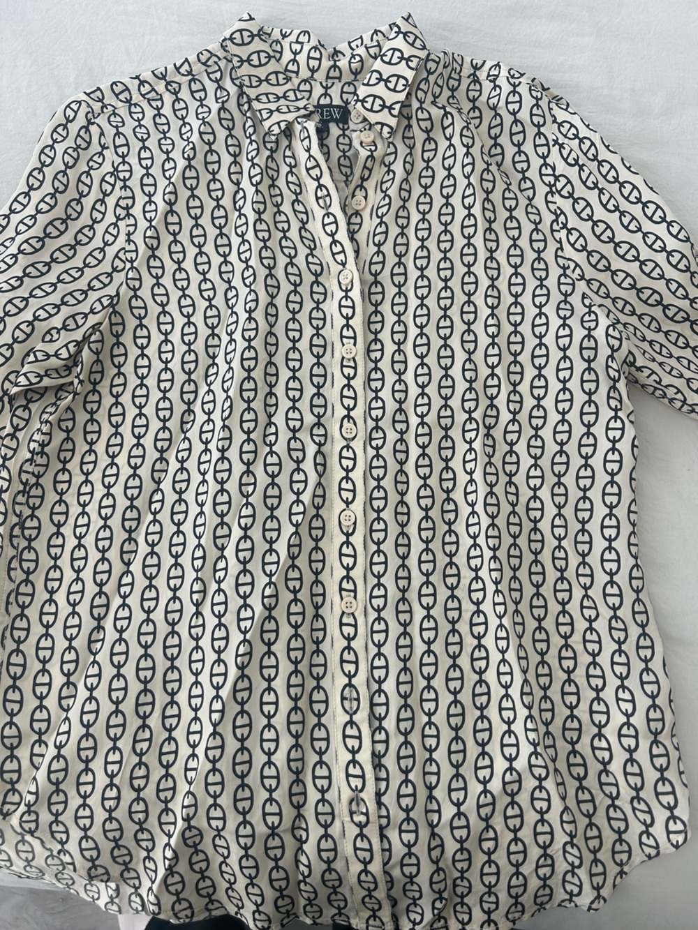 J Crew, Drapey button up shirt, Color: Vintage Links print - Picture 2 of 5